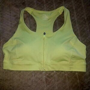 Tek Gear Lime Green Wireless Zip Front Sports Bra Size Xl